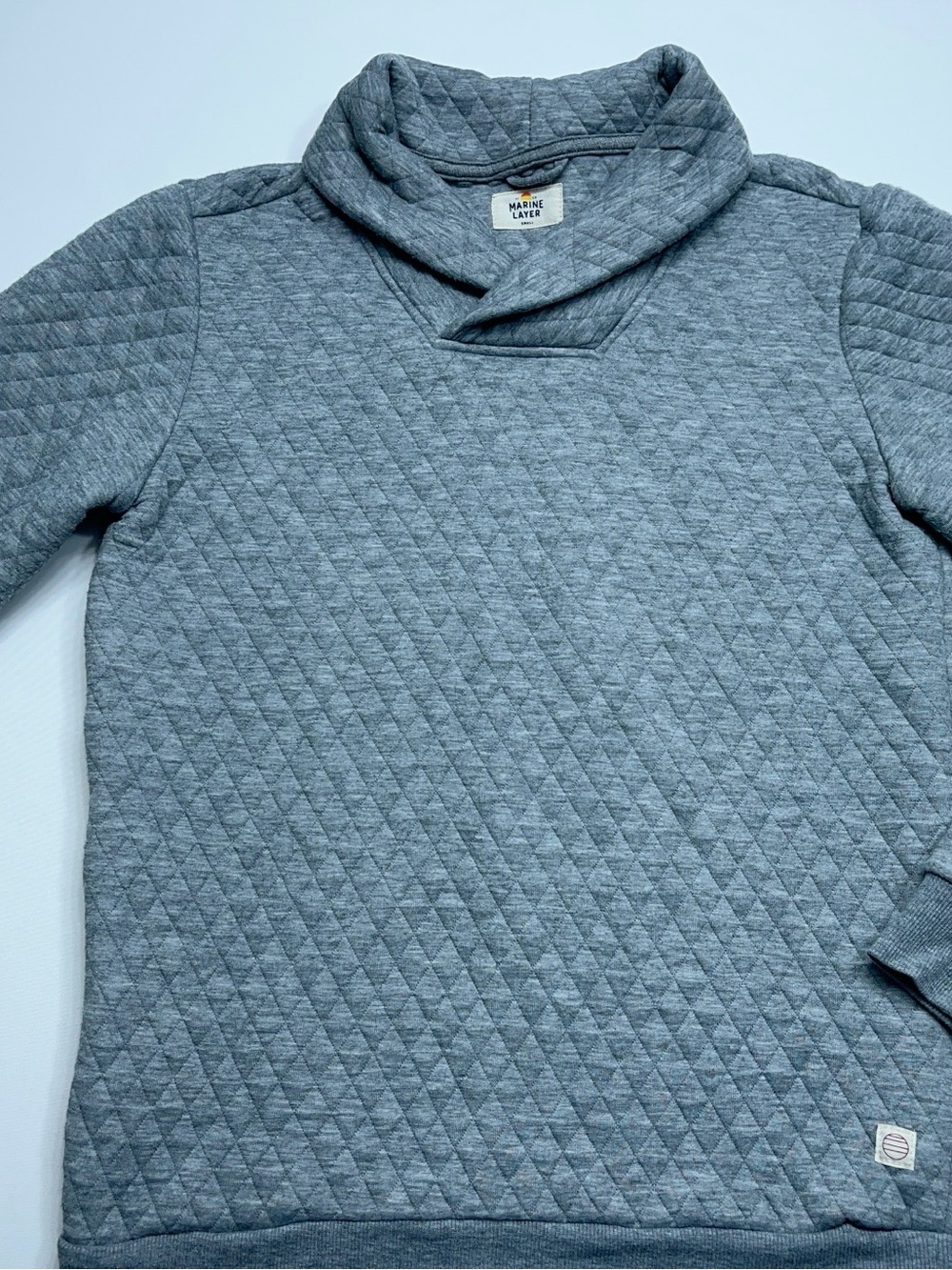 Marine Layer Lady Corbet Pullover Womens Size Small Gray Diamond Quilted. READ - Picture 12 of 12